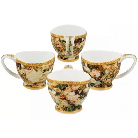 Filiżanka Big Vanessa Carmani 350ml ze spodkiem - V. van Gogh, Wazon z różami - 3